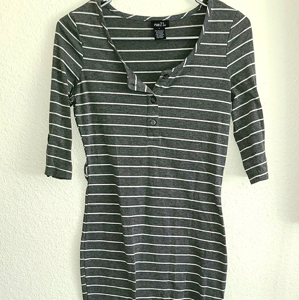 Grey Stripped Tight Dress